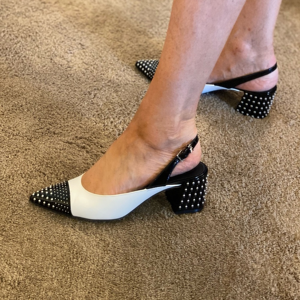 New Michael Kors Block Heel Studded Sling Backs